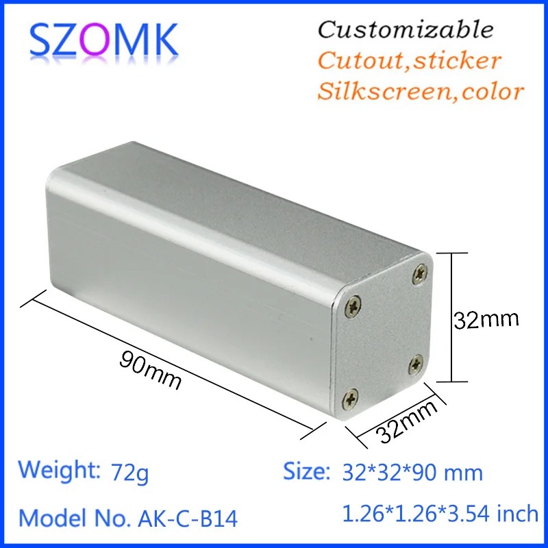

1 pc, 32*32*90mm hot sales aluminum case electrical control box szomk powder coating electronic box aluminum project box