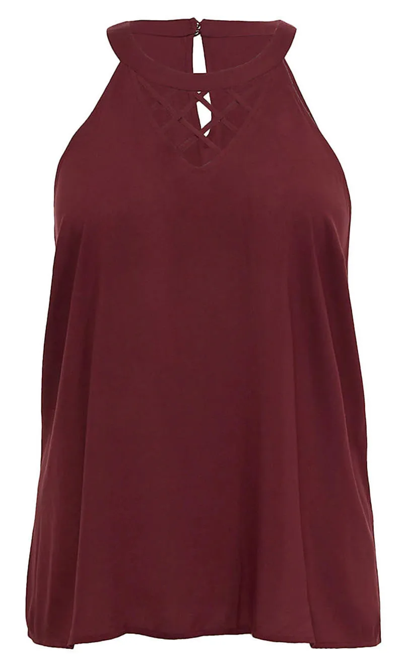 Plus-Size-Red-Challis-Goddess-Lattice-Tank-LC251831-3-4