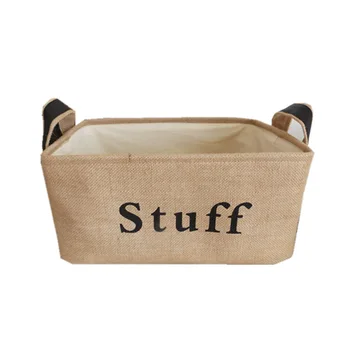

EVA Linen Fabric Foldable Laundry Basket with two handle foldable Home use Sundries Storage Basket ST091803