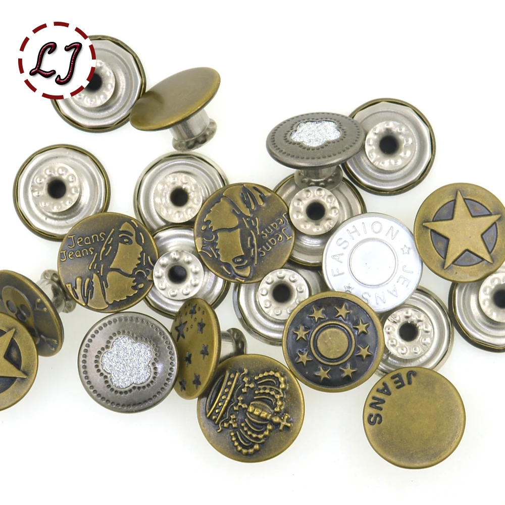 Buttonz® - 5 pièces 17 mm Boutons Jeans Globe - Bronze Vintage - Boutons  de Trame