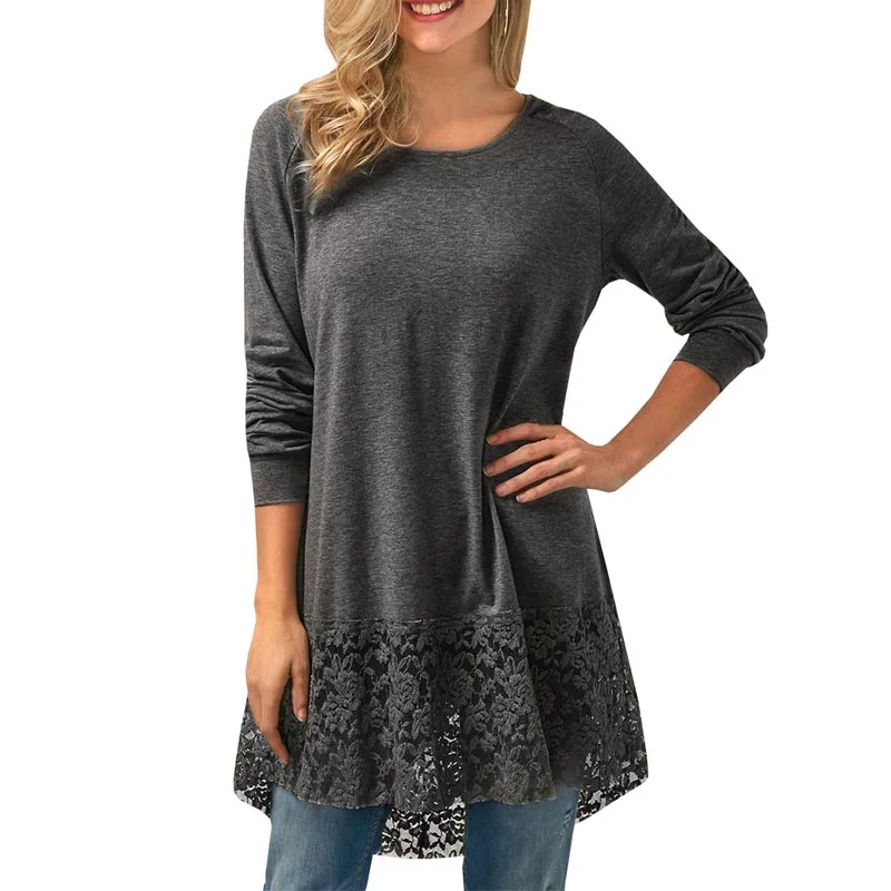 Fashion ZANZEA Women Hoodies Long Sleeve Lace Crochet Patchwork Solid Long Pullover Loose Work Shirt Hooded Blouse Plus Size