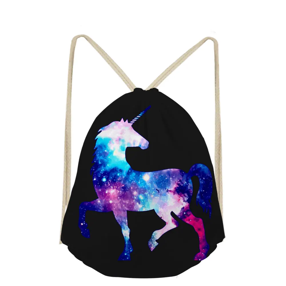 3D Unicorn Cartoon Pattern Print School Bags Bookbags For Boys Girls Drawstring Bag Teens Kids Shoe Pocket String Shoulder Case