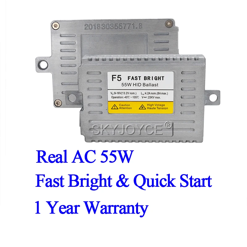 SKYJOYCE AC 55W F5 Fast Bright Ballast HID Kit Xenon H1 H3 HB3 HB4 9012 D2H 5500K HID Bulb Car Light H7 H11 HID Conversion Kit (3)