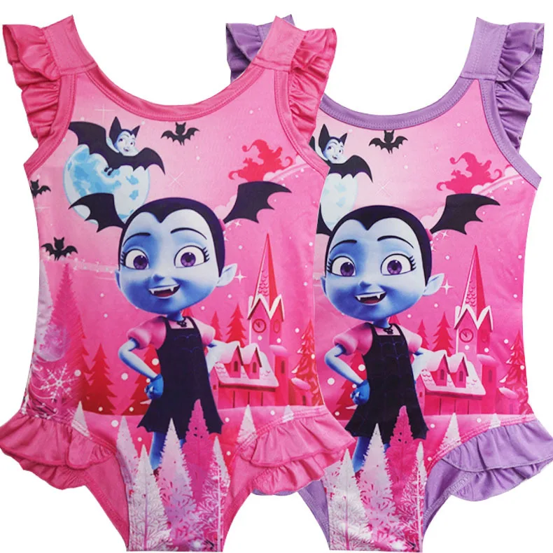 Детская Vampirina пижамы для девочек Весна-осень вампира принт с героями мультфильмов пижамный комплект из хлопка пижамы дети ZXT718