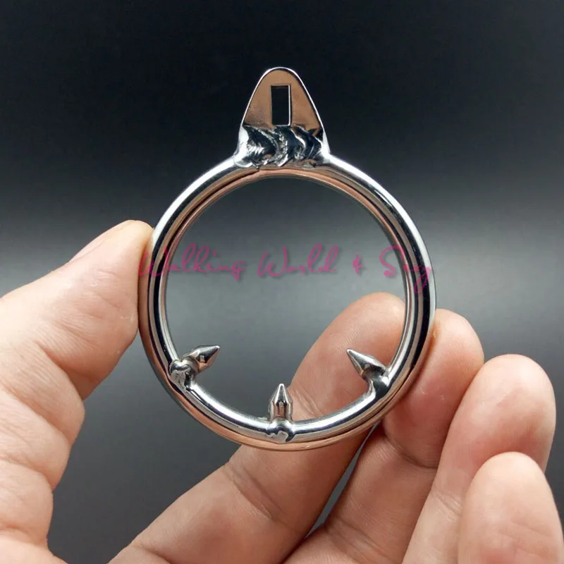 Sml Size Stainless Steel Cock Ring Male Chastity Device With Thorn 