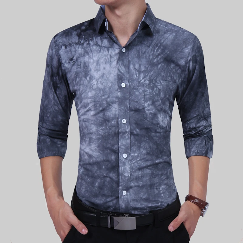 2017 Luxury Men's Shirts Fashion Mens Floral Print Dress Shirts Unique