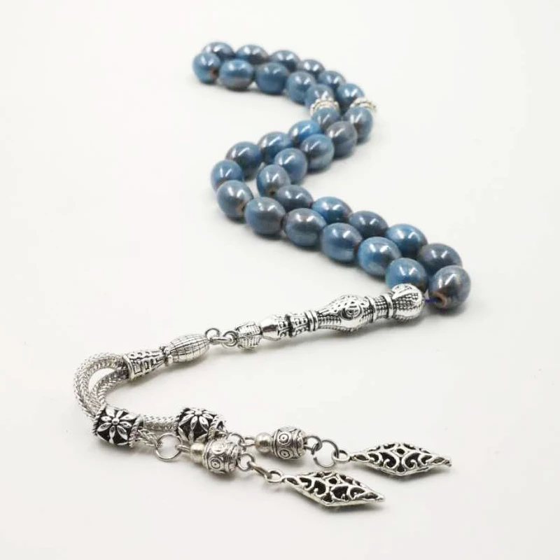 Новый стиль tasbih Керамика ручной работы 33 бусины металлические кисточки Eid