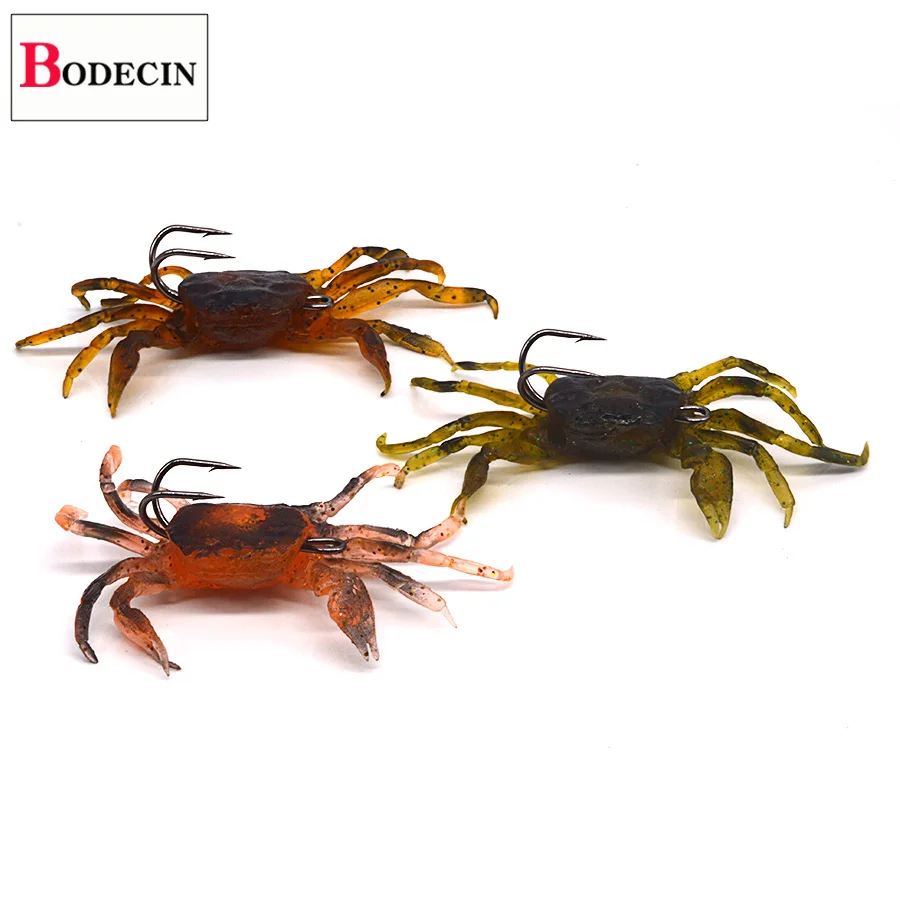 1PCS Silicone Mold Winter Fishing Bait Jig Crab Soft Artificial Lures 3D Simulation Multicolour For Fish With Hooks Sea Lures (11)