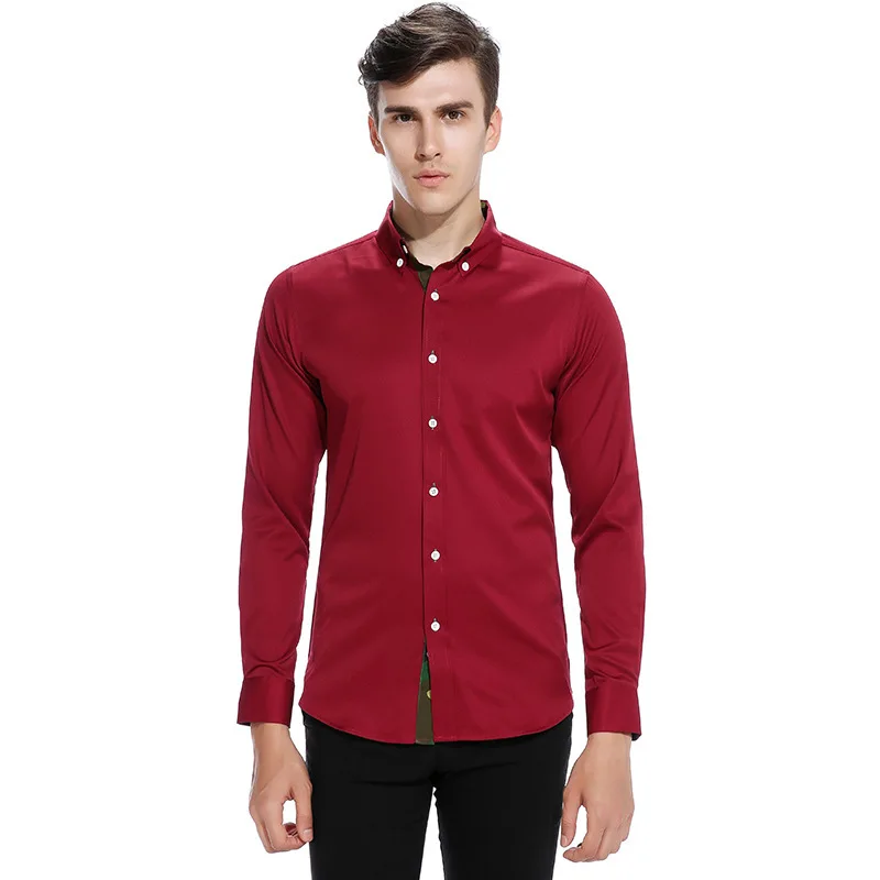 Autumn new Men Shirt Male Long Sleeve Shirts Casual Solid Color Business Slim Fit Black/white Man Dress Shirts Europe size 3XL