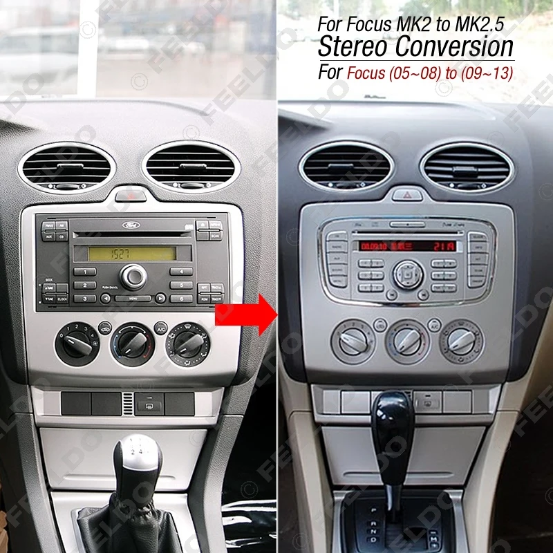  Car Radio Stereo DVD Frame Fascia Dash Panel For Ford Focus MK2(05~07) into MK2.5(09~13) Stereo Conversion #FD-3091 