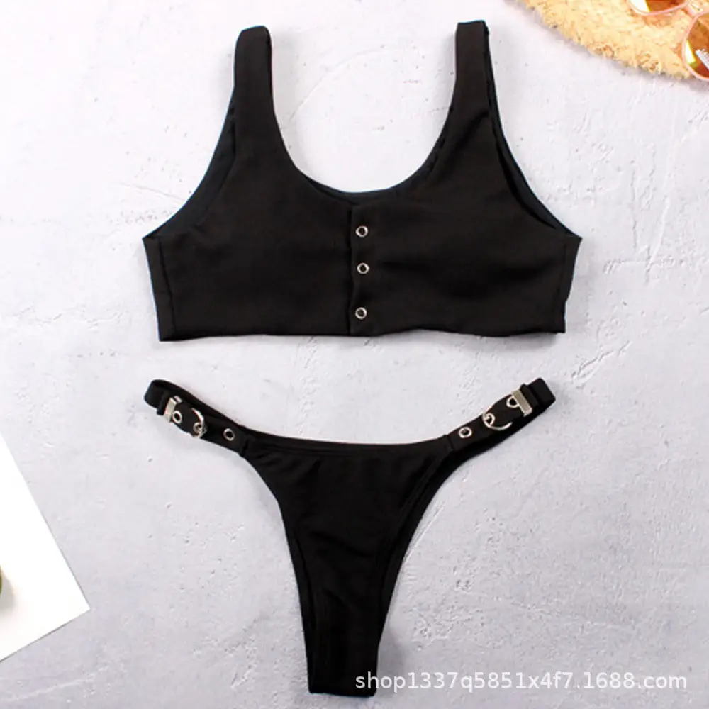 Hot Babes Bikini Set U Neck Wide Strappy Biqiuini 8