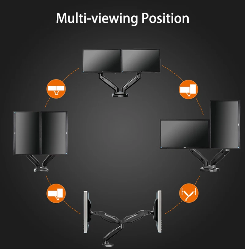 NB F160 газовая пружина 360 градусов настольный 1"-27" двойной монитор держатель Arm полный движения двойной кронштейн для монитора