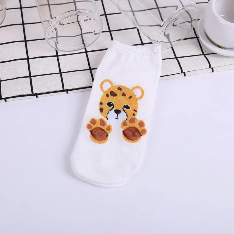 White Arherigele 2 шт. 1 пара 3d Животные укороченные носки Модные Хлопковые женские короткие носки с принтом женский хлопок забавные носки - Цвет: White