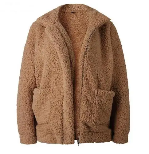 Пальто из искусственного меха женский осенне-зимний теплый толстый плюшевый женский жакет в стиле кэжуал верхняя одежда из искусственного меха - Цвет: style4