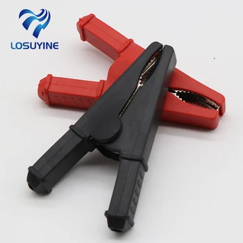 

1 set of insulated metal copper alligator clip electric test 7cm big alligator clip 1 red +1 black, test clip power
