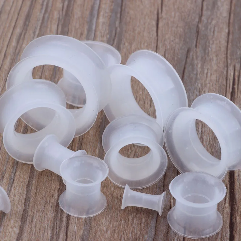 White Soft Silicone Plug Tunnel Body Jewelry 96pcs/lot Mix 12 Sizes Ear Gauges Double Flare Ear Expander Piercing