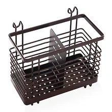 Black net hanging chopstick cages spoon holder forks rack Iron reinforced white kitchen storage shelf organizer drainer