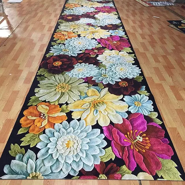 3D Big Flower Stair Carpet Living Room Decorative Corridor Carpet Hotel