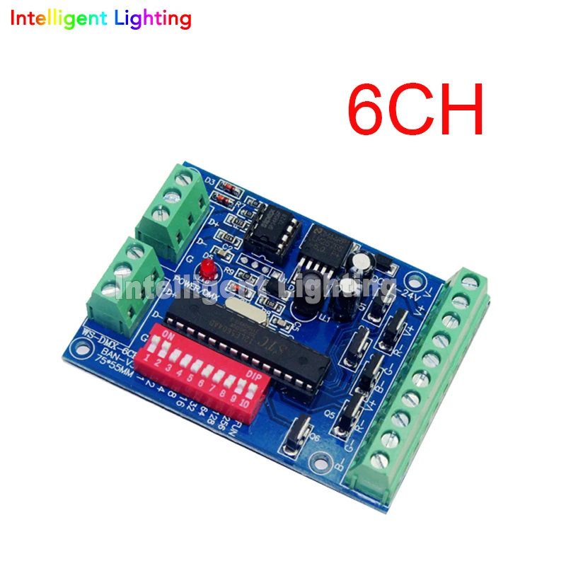 Светодиодный контроллер 6 channe dmx 6CH DMX512 декодер 5-24 В | Лампы и освещение