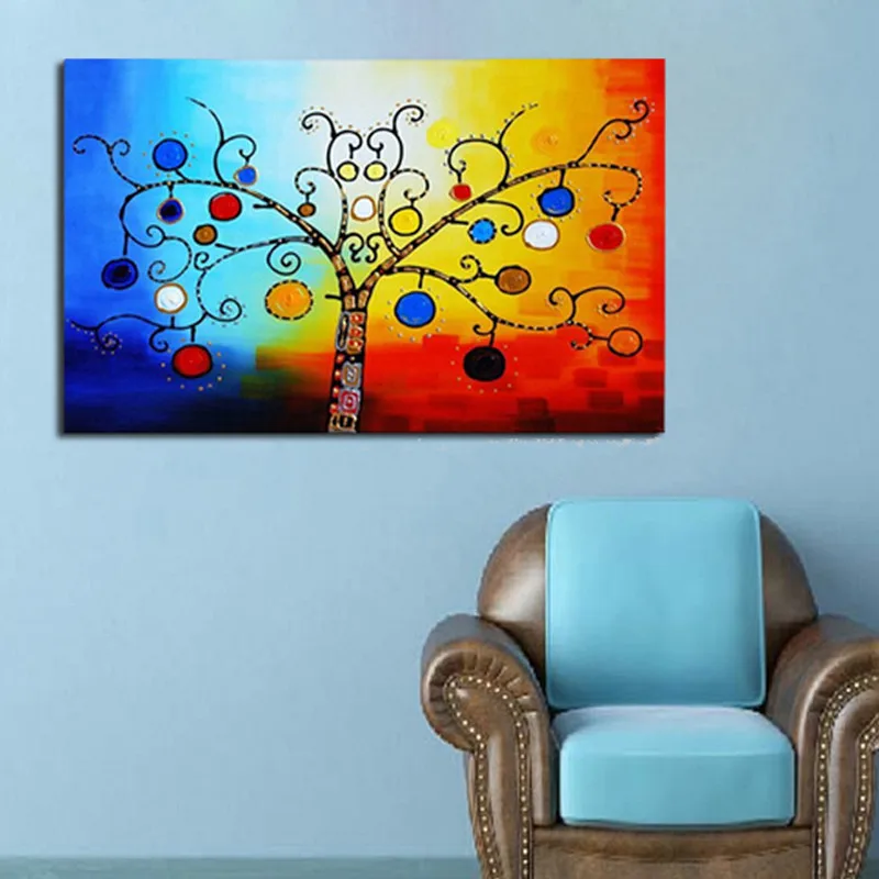 

Large Handpainted Abstract Oil Paintings on Canvas Hand Painted Color Apples Tree Pictures Modern Home Decor Wall Art Painting