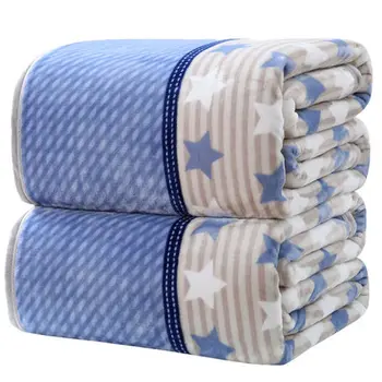 

Bedding Outlet Striped Printed Blanket Manta Para Sofa Blanket Muli-Function Coral Fleece Blanket