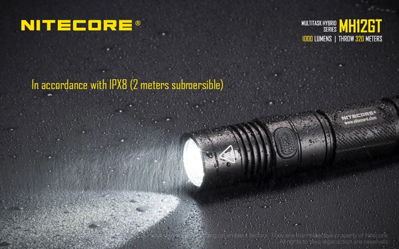 USB Перезаряжаемый NITECORE MH12GT CREE XP-L HI V3 светодиодный фонарик 1000 люмен с аккумулятором 3400 мАч