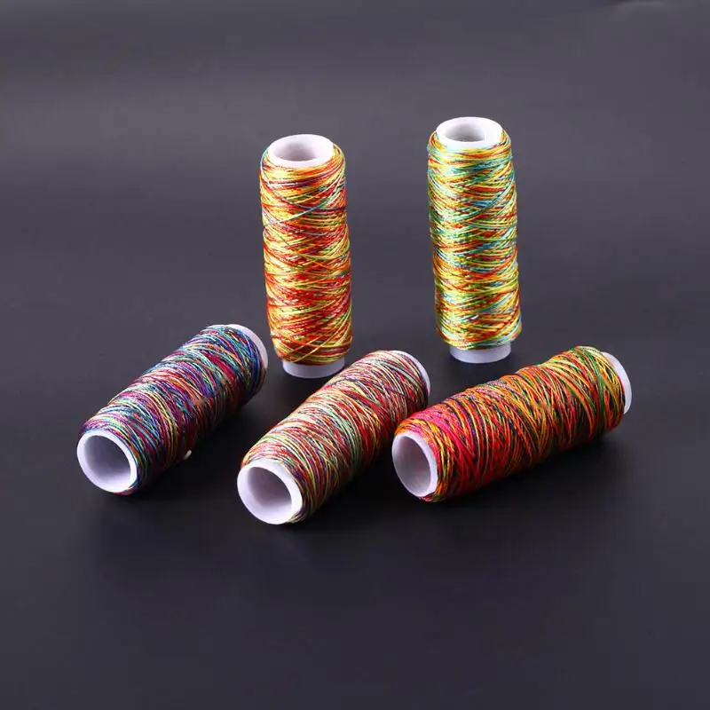 5 шт. 150D высокопрочная Радужная цветная швейная нитка вышивка шитьё нитки для дома DIY Швейные аксессуары