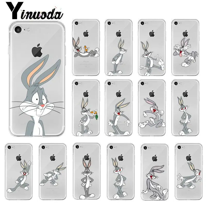 

Yinuoda Cartoon cute Bugs Bunny Colorful Cute Phone Accessories Case for Apple iPhone 8 7 6 6S Plus X XS MAX 5 5S SE XR Cover