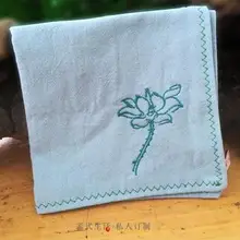 Свежий ретро платок Lotus хлопок дышащий впитывающий пот мягкий вышитый квадратный полотенце подарок