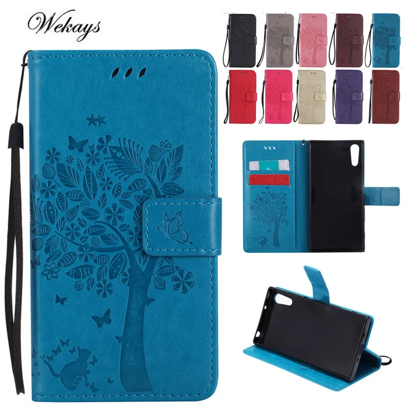 

Wekays For Sony XZS XR XZ Cute Cartoon Cat and Tree Wallet Flip Fundas Case For Sony Xperia XZ XZS Case Back Cover Coque Capa