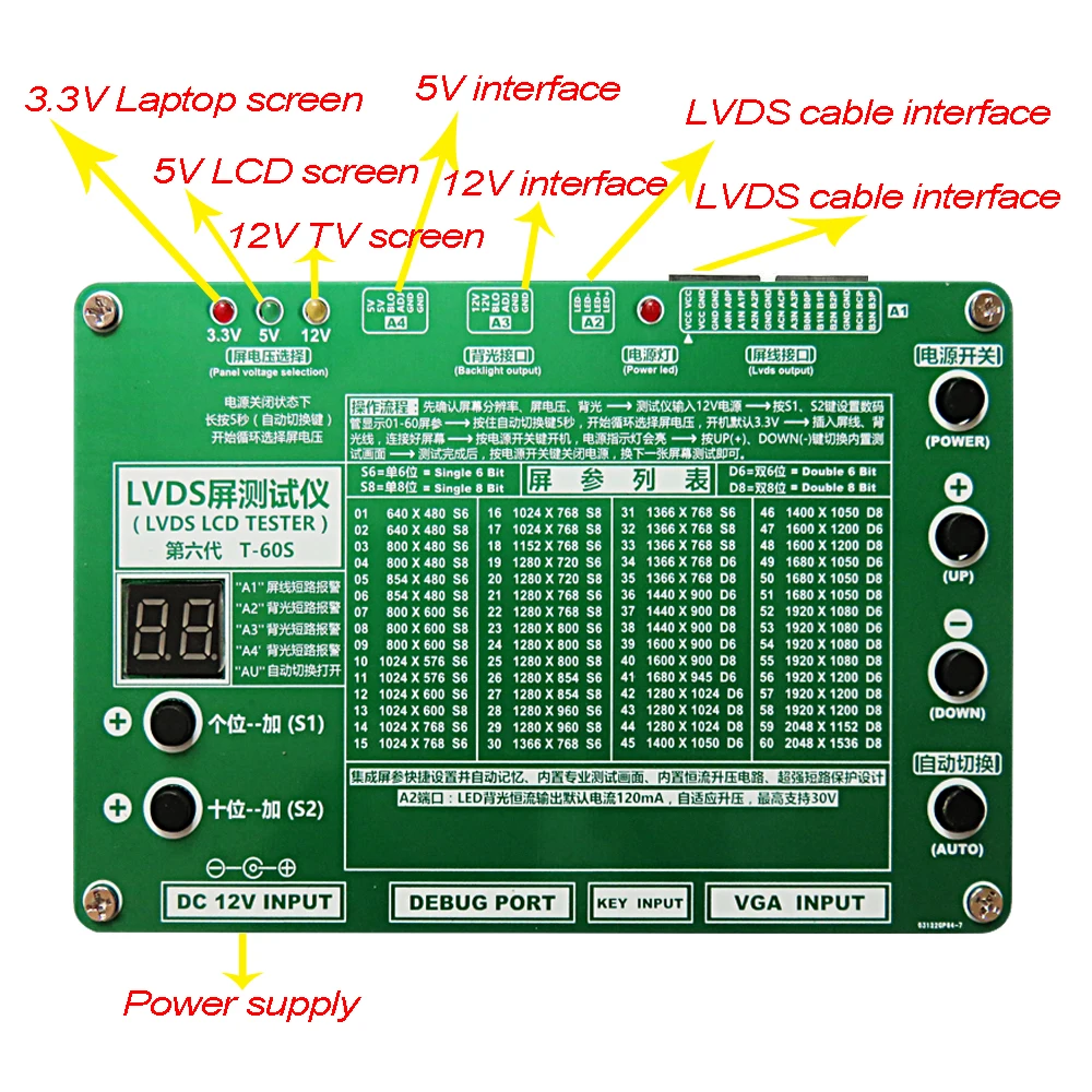  TKDMR New Panel Test Tool LED LCD Screen Tester for TV/Computer/Laptop Repair Inverter Built-in 55  - 32827299390