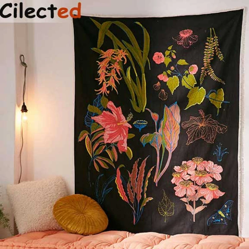 

Cilected Floral Tapestry Wall Hanging Polyester Fabric Decorative Wall Tapestries Landscape Printed Mandala Tapestry Hippie
