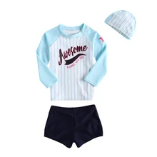 Естественных-biniya лайкра Dive Skin дети Одежда заплыва костюм Предохранители сыпи спорта людей рубашка с длинными рукавами Плавание Мужские Шорты для купания Обувь для мальчиков Обувь для девочек UPF50+ УФ-защита, набор 3