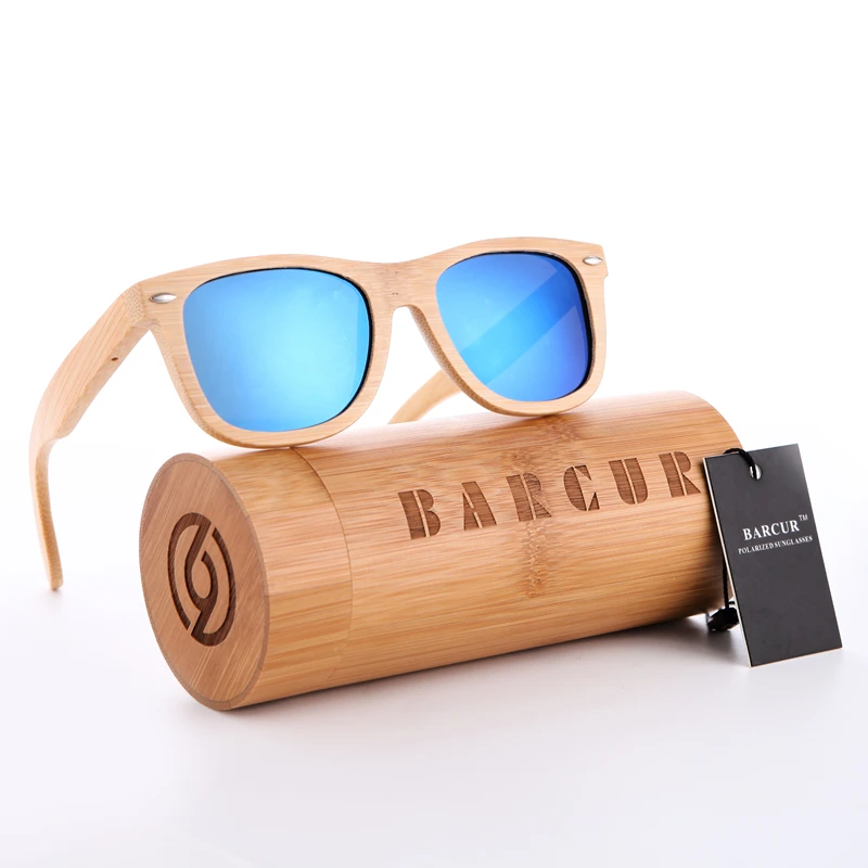 BARCUR древесины бамбука солнцезащитные очки поляризационные унисекс ручной работы из настоящего бамбука солнцезащитные очки для мужчин и женщин