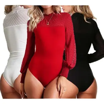 

New Sexy Solid Women Long Sleeve Shirt Casual Jumpsuit Bodysuit Stretch Leotard Top Blouse TShirt