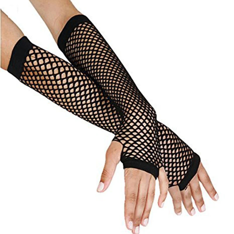 Stylish Delicate Long Black Fishnet Gloves Womens