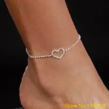 Sexy Lady Heart Rhinestone Anklet Foot Wedding Jewelry Simple Design Ankle Bracelet 4TSA