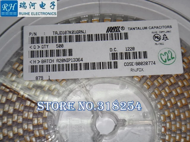 Купить 100 шт/много, tajd107k016rnj размер д 7343 СМД 100 мкф 16 в ...