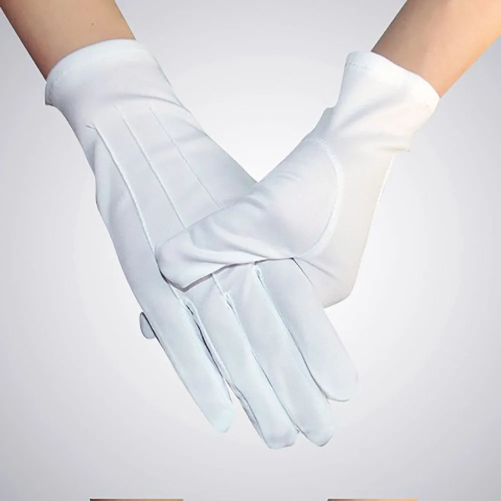 Белые перчатки маг честь защита рук полный палец мужчины женщины формальный смокинг этикет перчатки приемный парад