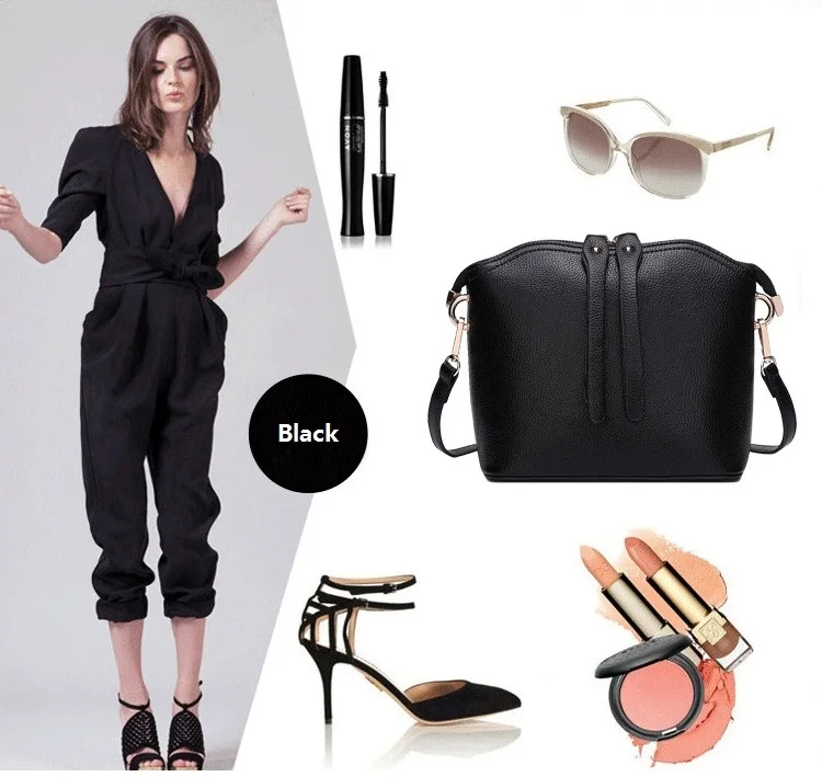 MJ Bag Ladies Genuine Leather Messenger Bag Female Real Leather Cowhide Shell Bags Womens Crossbody Shoulder Bags Solid Small (33)
