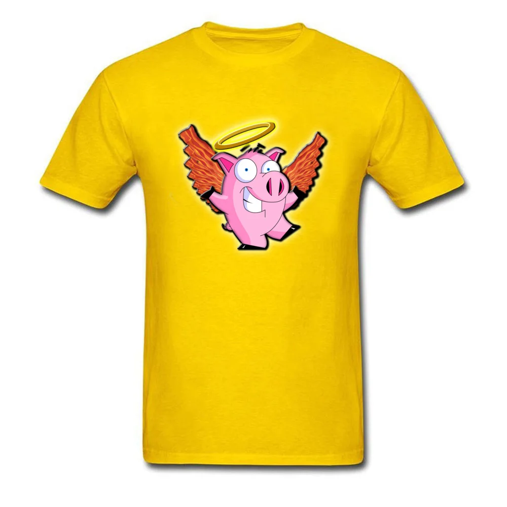 Heavenly Bacon Summer Autumn 100% Cotton Fabric Crew Neck Tops Shirt Short Sleeve Printed Tee-Shirts Brand New Summer T Shirts Heavenly Bacon yellow