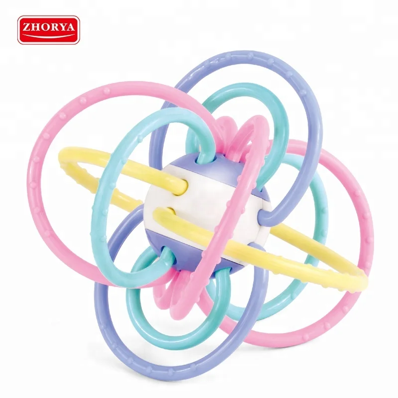 

Zhorya Baby Teethers Soft Glue Hand Grabbing Rattles Water Boiled Baby Ball Teether for Baby Infant