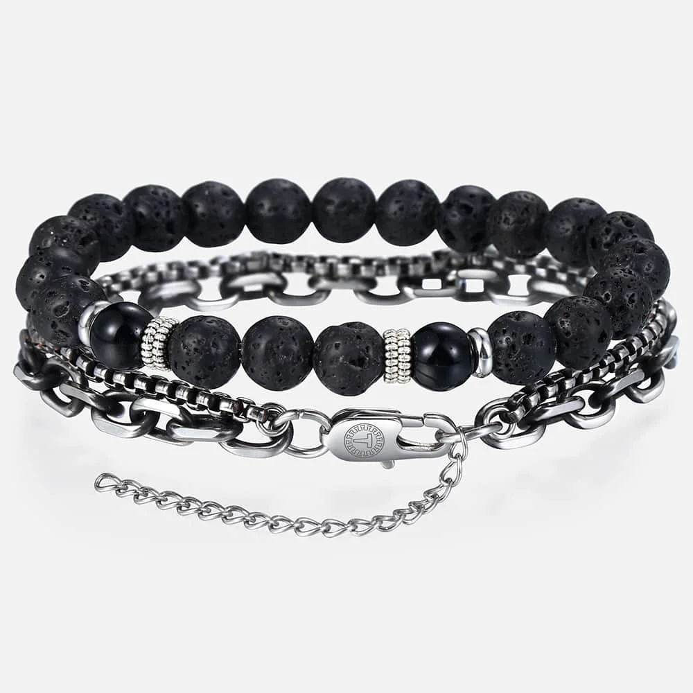 Мужской браслет DLB51 из черной лавы нержавеющей стали|bracelets for|men braceletbracelets for women |