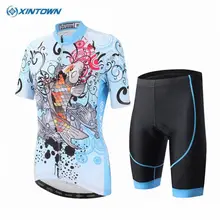 XINTOWN Ropa Ciclismo велосипед набор из майки и шорт для женщин Pro велосипедная одежда костюмы для девочек Небесно-Голубой рыбий велосипед mtb верхняя подошва