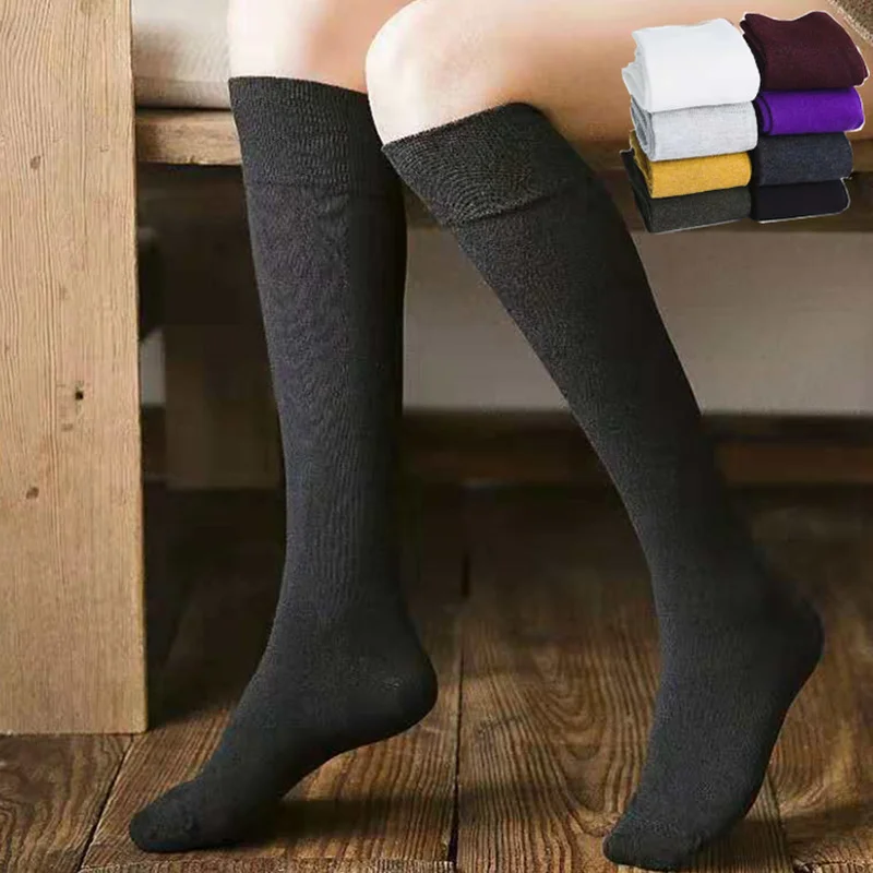 

New Autumn Fashion Solid Women Long Socks Warm Cotton Below Knee Socks Sexy Stockings for Woman Girls Mujer