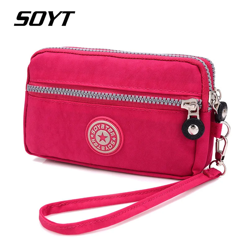 SOYT Women Nylon Wallet Female Double Zipper Wallet For Woman Mini Handbags Woman Clutch Money