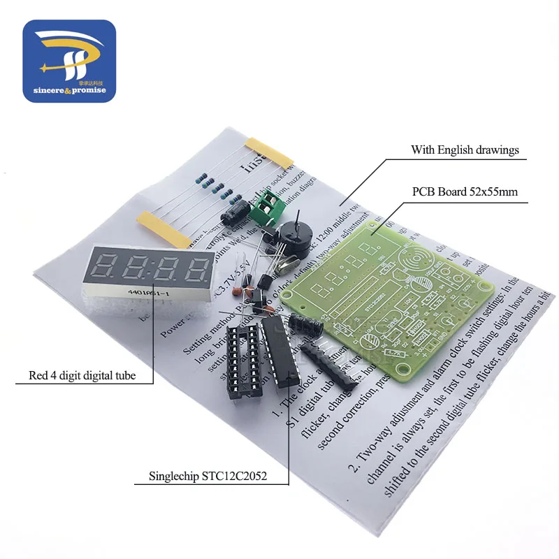 Высокое качество C51 4 бита электронные часы электронный производственный Набор DIY Kit STC12C2052 светодиодный дисплей электронный модуль