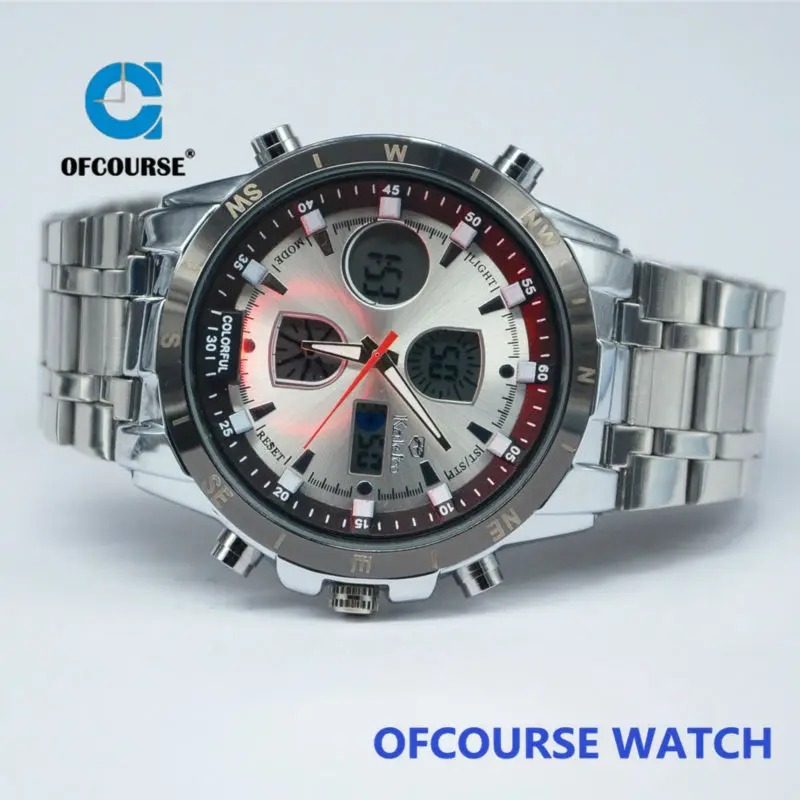 2015 multi function dual time digital quartz water resistant watches