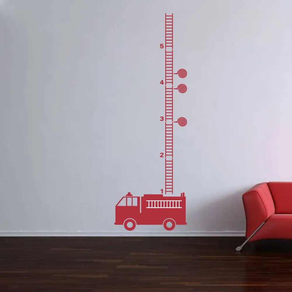 

YOYOYU Art Home Decor Fire Engine Fire Truck Growth Chart Wall Decal Vinyl Sticker For Kids Boys Room Nursery Decoration WW-495