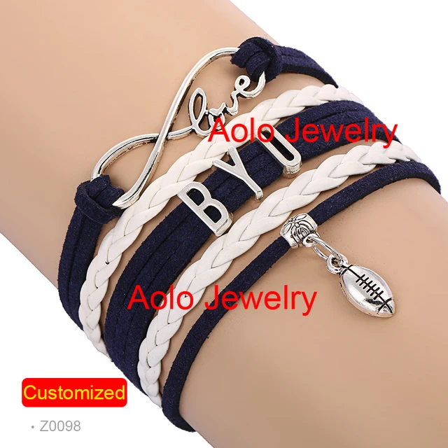 6pcs Lot Byu Football Infinity Bracelet Navy White Make Your Own 6pcs Lot Byu Football Infinity Bracelet Navy White Make Your Own Design Free Shipping